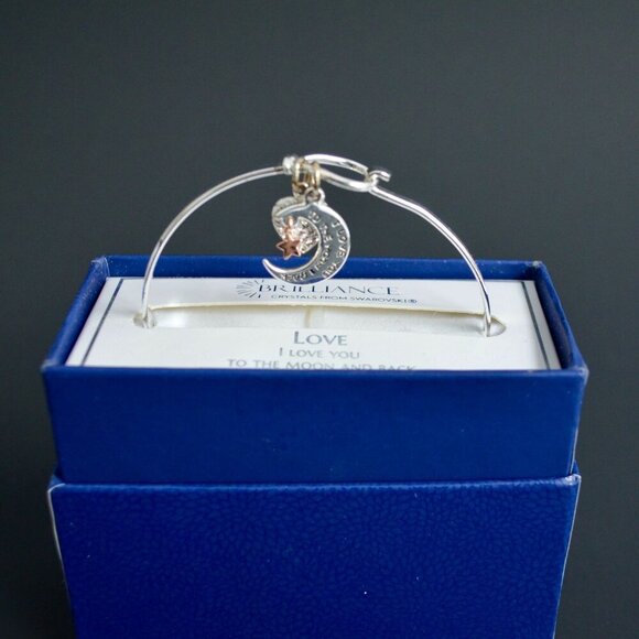 Brilliance I Love You Moon and Back Bracelet Bangle - Picture 1 of 4